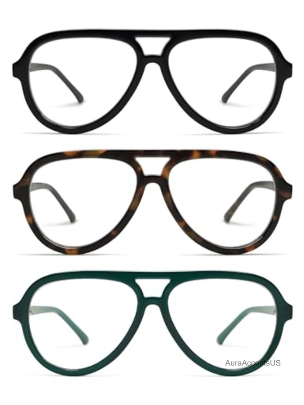 Oversized Aviator Reading Glasses 3 Pack Blue Light Blocking Spring Hinge